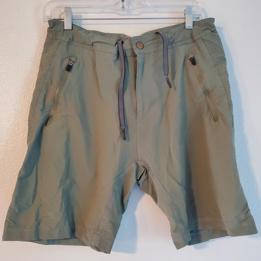 Mack Weldon Shorts Mens Small Green Performance Stretch‎ Zip Pockets Drawstring